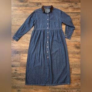 Nick & Sarah Vintage 90's Women's Denim Long Sleeve Button Up Midi Dress Size L